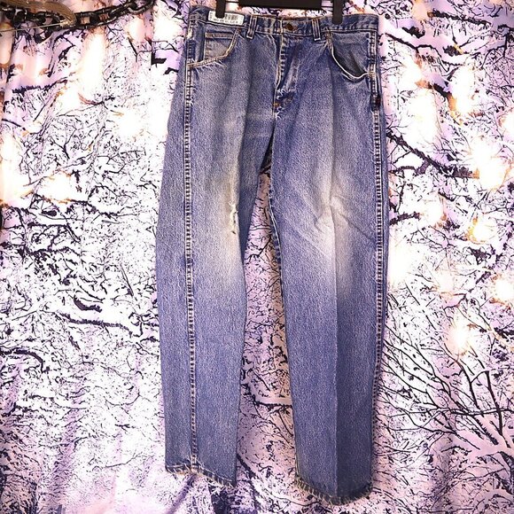 DISTRESSED JEANS 36x32 Armorex FR *FLAWED* Wide Leg Light Wash Acid Casual Denim - Picture 3 of 13